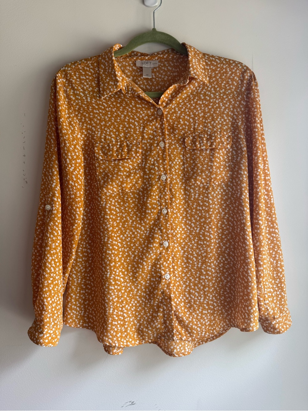 LOFT Women's Button-Down Shirt Trio - Black, Mustard Floral & Gray (Multiple) - Picture 6 of 7
